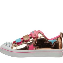 SKECHERS Twinkle Toes Twi-Lites Iridescent Triple Strap Gold/Pink