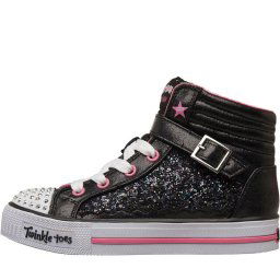 SKECHERS Twinkle Toes Shuffles Rock High Tops Black/Hot Pink