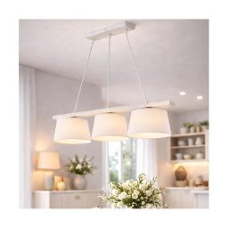 Lustră suspendată pe cablu AIDA, 3xE27/60W/230V, Ø 25 cm, stejar/alb