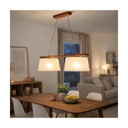 Lustru suspendat pe cablu AIDA, 2 x E27, 60 W, 230 V, diametru 35 cm, stejar/nuc