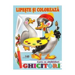 Ghicitori - Gasca - Lipeste si coloreaza. Carte cu abtibilduri