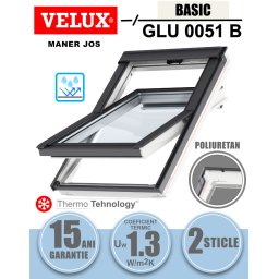 Fereastra mansarda VELUX GLU 0051B, poliuretan, 2 sticle, maner jos