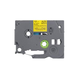 Banda laminata cu adeziv puternic compatibila Brother TZe-S631, 12 mm, negru pe galben, pentru suprafete plane, avertizare vizuala si etichetare durabila