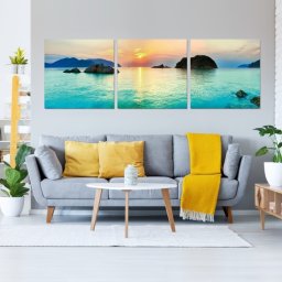 Multicanvas Ocean Azuriu TNATS147 (SET 3 TABLOURI CANVAS: 3x100x100cm)