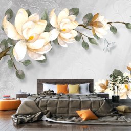 Fototapet 3D Magnolia Grandiflora PFT47 (Alege materialul: : Tapet Hartie Semilucios + Adeziv, MP: 1 mp)