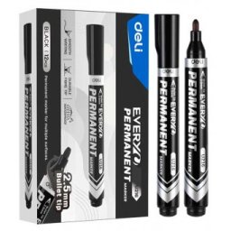 Marker permanent varf 2,5 mm negru, Deli