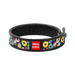 Bratara Waudog din Piele cu Imprimeu - Neagra