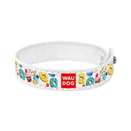 Bratara Waudog din Piele cu Imprimeu - Alba