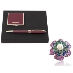 Set Cadou Lady Burgundy, Oglinda si Pix Hugo Boss, si Brosa Blooming