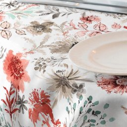 Fata de masa impermeabila, diametru 140 cm Casa de bumbac, Adele 501 model floral, rosu