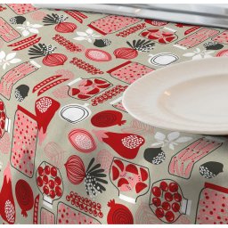 Fata de masa impermeabila, Casa de bumbac, Kuire, rotunda, diametru 140 cm, rosu si bej