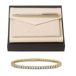 Set Sophisticated Lady, Ballpoint si Note Pad Hugo Boss, si Bratara Tennis Gold Diamonds