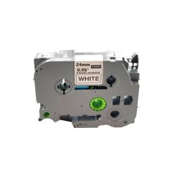 Banda laminata cu adeziv puternic compatibila Brother TZe-S251, 24 mm, negru pe alb, pentru suprafete plane, semnalizare si identificare profesionala