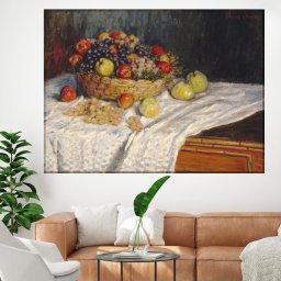Tablou Claude Monet Cos cu Mere si Struguri (Dimensiune LxH: 160x120cm)
