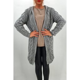Cardigan din tricot cu gluga