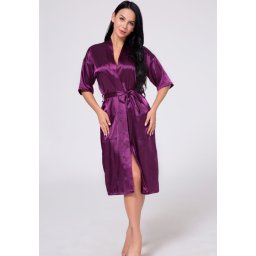 Halat dama cu aspect Satin Lung Mireasa Mov