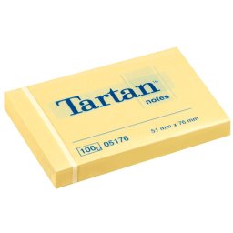 Notes adeziv Tartan 51 x 76 mm, galben, 12 set/pachet