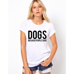 Tricou dama alb - DOGS