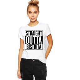 Tricou dama alb - Straight Outta Bistrita
