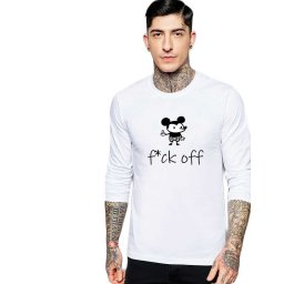 Bluza barbati alba - f*ck off Mickey Mouse