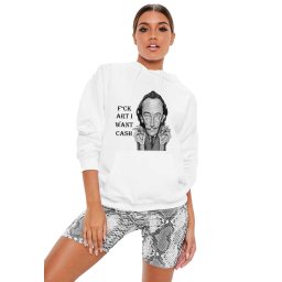 Hanorac dama alb - Dali - I want CASH
