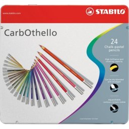 Creioane colorate CarbOthello cutie metal 24 culori/set Stabilo