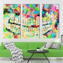 Multicanvas Zambet cu Dintisori Artistici TH27 (SET 3 TABLOURI CANVAS: 3x40x80cm)