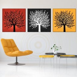 Multicanvas Copaci Artistici Multicolori MART15 (SET 3 TABLOURI CANVAS: 3x40x40cm)
