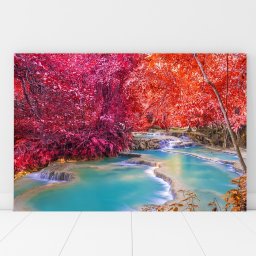 Tablou Canvas Cascada Printre Frunze Colorate BPC27 (Dimensiune LxH: 75x50cm)