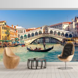 Fototapet Podul Rialto Venetia Italia IVE33 (Alege materialul: : Autocolant Perete Laminat Lucios, MP: 1 mp)
