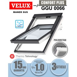 Fereastra mansarda VELUX GGU 0066, poliuretan, 3 sticle, maner sus