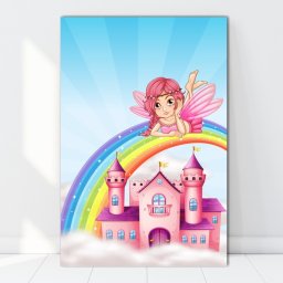 Tablou Canvas Printesa Spiridus pe Curcubeu CG3C (Dimensiune LxH: 80x120cm)