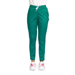 Pantaloni medicali verde cu elastic si doua buzunare laterale