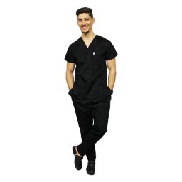 Costum medical barbati negru,model unisex