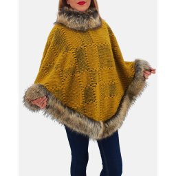 Poncho din lana cu blana 3