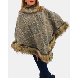 Poncho din lana cu blana 4