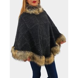 Poncho din lana cu blana 5
