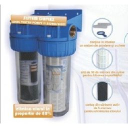 Filtru duplex in linie carbune activ si nylon 10 x 1