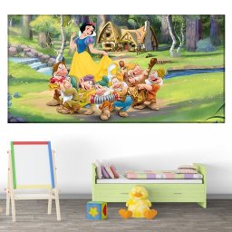 Tablou Canvas Alba Ca Zapada si cei 7 Pitici DEB82 (Dimensiune LxH: 80x40cm)