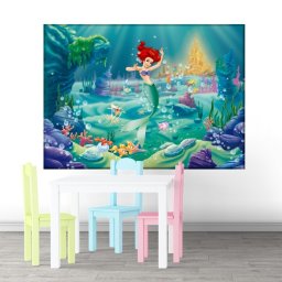 Tablou Canvas Micuta Sirena In Lumea Acvatica DEB77 (Dimensiune LxH: 100x70cm)