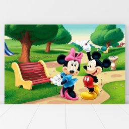 Tablou Canvas Minie si Mickey la Plimbare DEB5 (Dimensiune LxH: 120x80cm)
