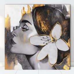 Tablou Canvas Artistic Femeie Cu Floare la Ureche MART16 (Optiuni Tablou: 50x50cm)