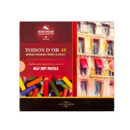 Set 48 culori creta uscata/pastel rotunda KOH-I-NOOR Toison D'or HALF