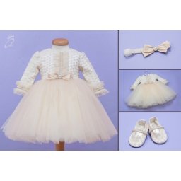 Set botez 3 piese dantela si tulle Moondust