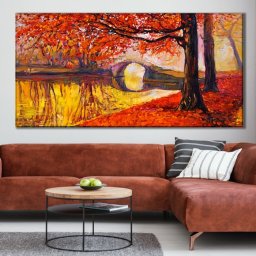 Tablou Canvas Peisaj Romantic de Toamna TPP27 (Dimensiune LxH: 80x40cm)