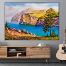 Tablou Canvas Peisaj de Munte Vara pe Lac TPP1 (Dimensiune LxH: 60x40cm)