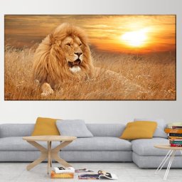 Tablou Canvas Leu la Apus ATGR101 (Dimensiune LxH: 100x50cm)