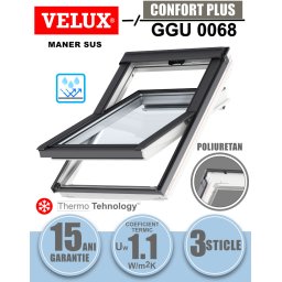 Fereastra mansarda VELUX GGU 0068, poliuretan, 3 sticle, maner sus