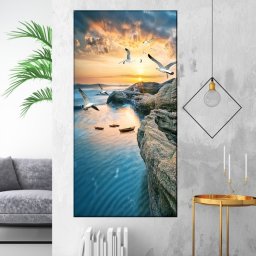 Tablou Canvas Peisaj Marin cu Pescarusi BTL44 (Dimensiune LxH: 40x80cm)