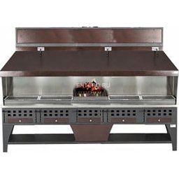 Gratar profesional pe carbuni cu 4 tavi reglable 500x420 mm